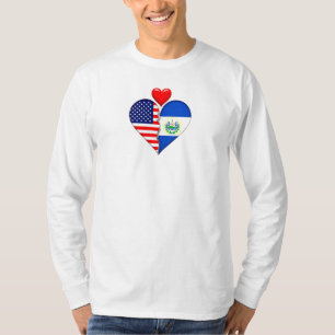 USA El Salvador Heart flags Hispanic Heritage T-Shirt