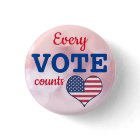 USA Election Every Vote Counts Pin Button