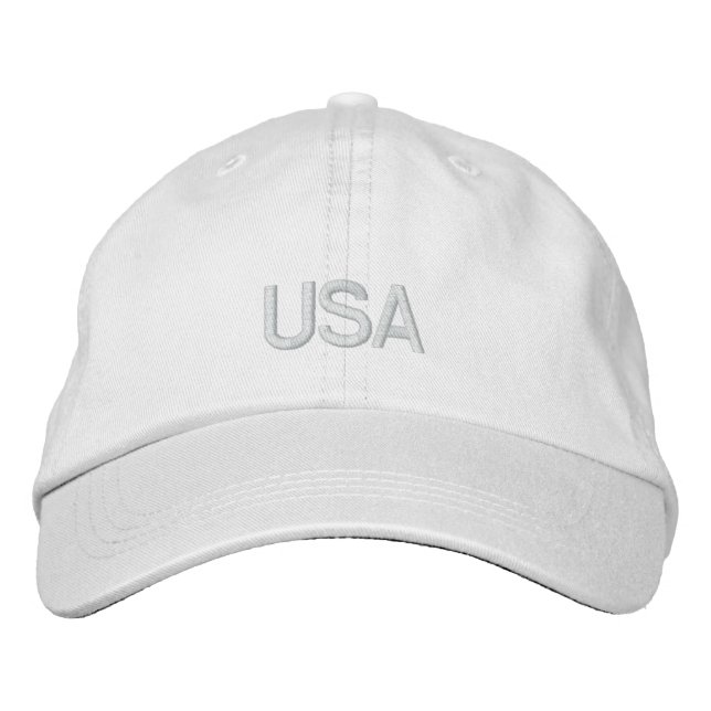 USA Embroidered White Hat (Front)