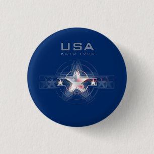 USA Estd. 1776 3 Cm Round Badge