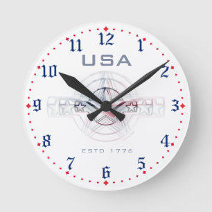 USA Estd. 1776 Round Clock