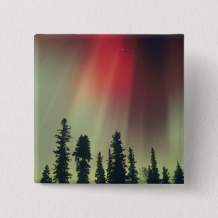 USA, Fairbanks area, Central Alaska, Aurora 15 Cm Square Badge