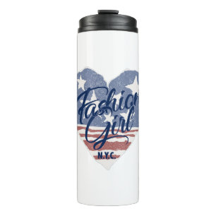 USA Fashion girl , usa heart flag nyc Thermal Tumbler