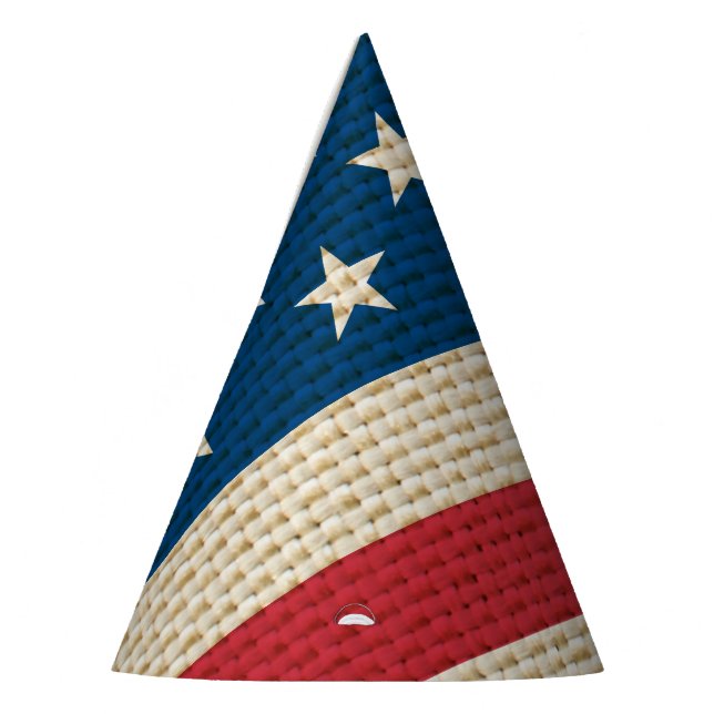 USA faux burlap flag Party Hat (Left)