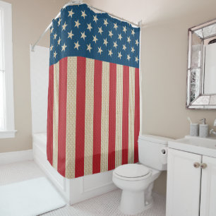 USA faux burlap flag Shower Curtain