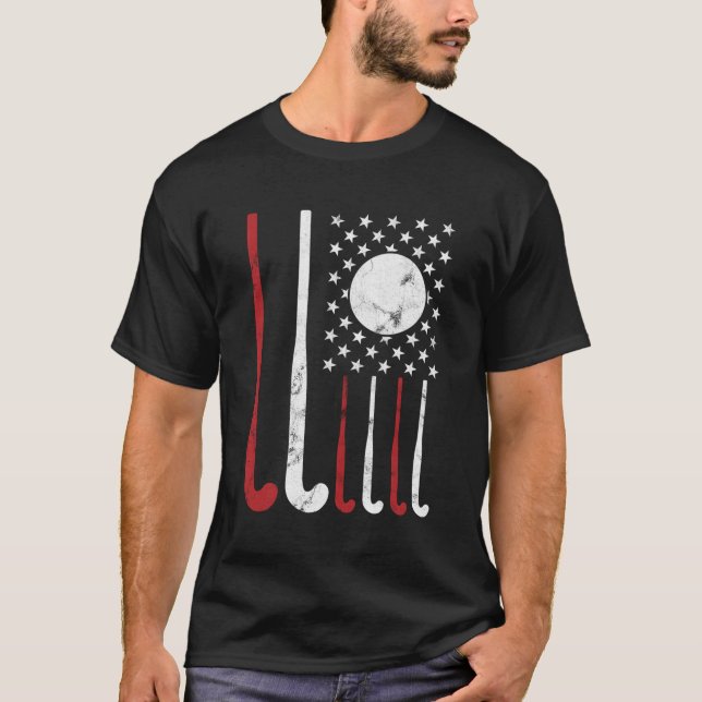 Usa Field Hockey Hoodie American Flag Fockey Lover T-Shirt (Front)