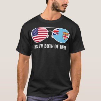 USA Fiji Flag Sunglasses Fijian redneck  T-Shirt