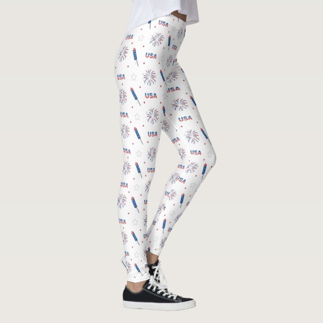 Usa, Fireworks and Firecrackers Leggings (Right)