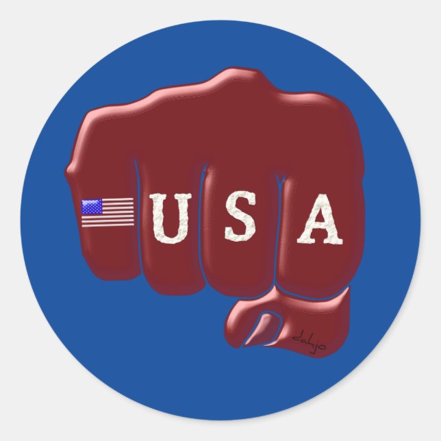 USA Fist Bump with the American flag Classic Round Sticker (Front)