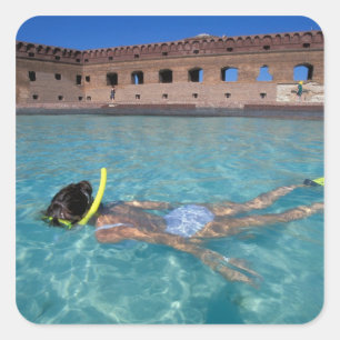 USA, FL, Florida Keys, Fort Jefferson, 1846, Square Sticker