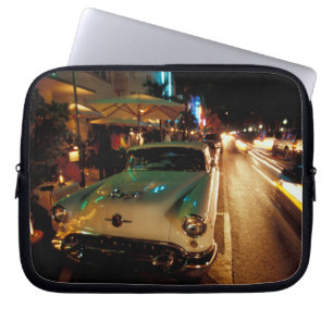 USA, FL, Miami, South Beach at night. 2 Laptop Sleeve