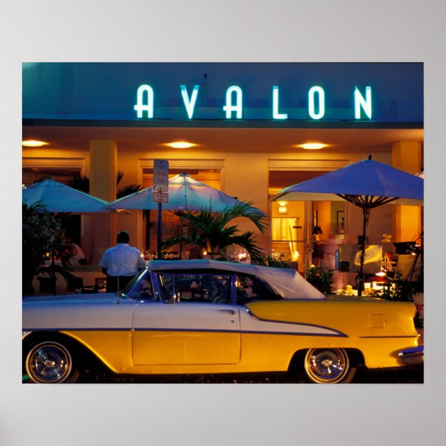 USA, FL, Miami, South Beach at night. Poster (Front)