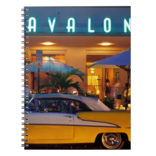 USA, FL, Miami, South Beach at night. Spiral Notebook