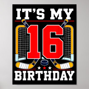 Usa flag 16th birthday hockey player 16 years old poster
