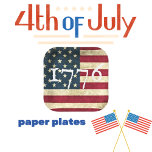 USA Flag 1776 Party Paper Plate<br><div class="desc">American Flag 1776 July 4th Party Paper Plates. Celebrate Independence Day with this patriotic USA flag with the year 1776 in white old English typography. Red,  Navy Blue,  and Off White Stars and Stripes Design. Order yours today with the matching napkins.</div>