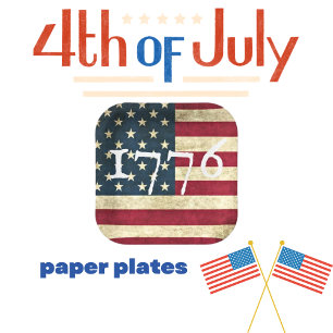USA Flag 1776 Party Paper Plate