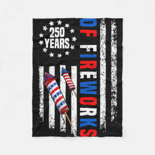 Usa flag 250 years of fireworks 1776-2026 fleece blanket