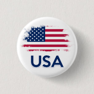 USA Flag   3 Cm Round Badge