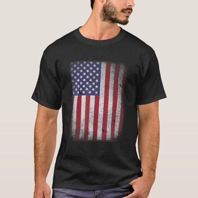 USA Flag 4th July American Red White Blue Star Str T-Shirt (Front)