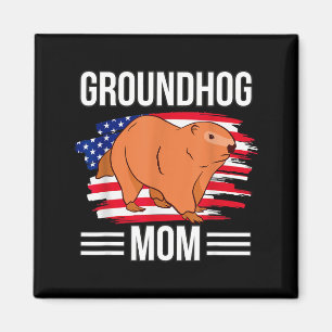 Usa Flag 4th Of July Mothers Day Merica Groundhog Magnet