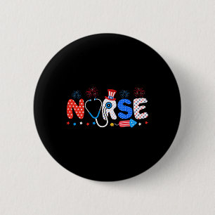 Usa Flag 4th Of July Nursing Stethoscope Patriotic 6 Cm Round Badge