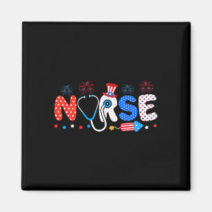 Usa Flag 4th Of July Nursing Stethoscope Patriotic Magnet