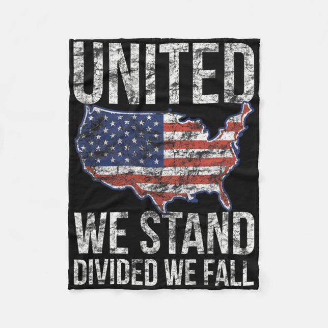 Usa Flag 4th Of July United We Stand Divided We Fa Fleece Blanket (Front)