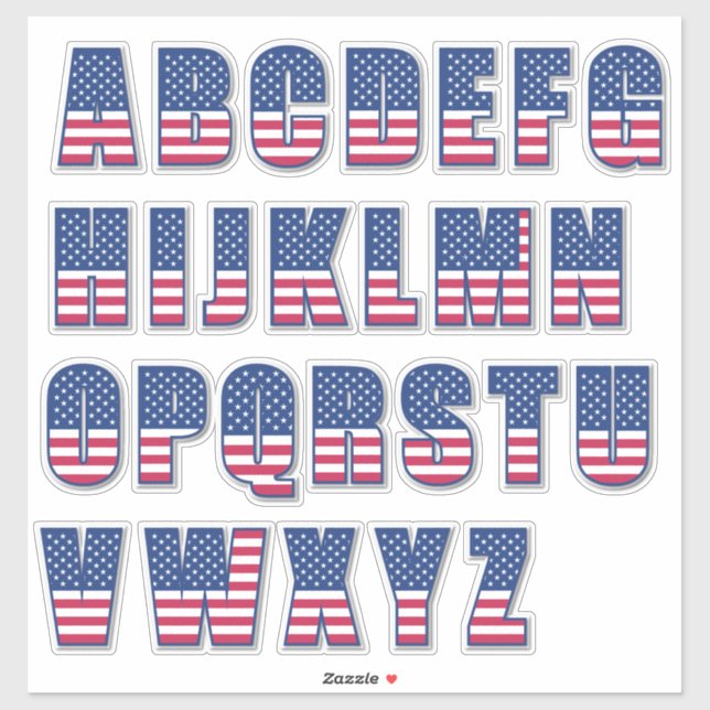 USA Flag Alphabet Pattern Font (Sheet)