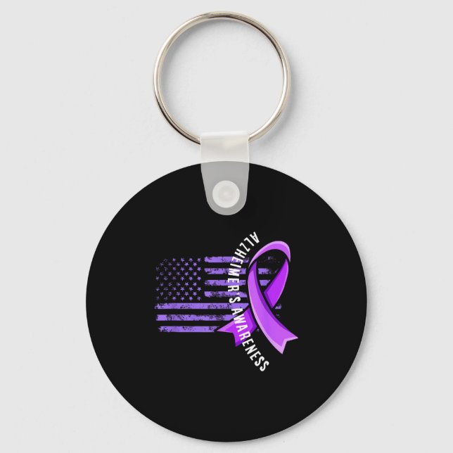 Usa flag alzheimer's awareness support squad key ring (Front)