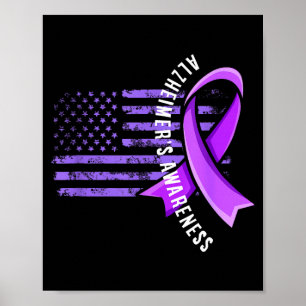 Usa flag alzheimer's awareness support squad poster