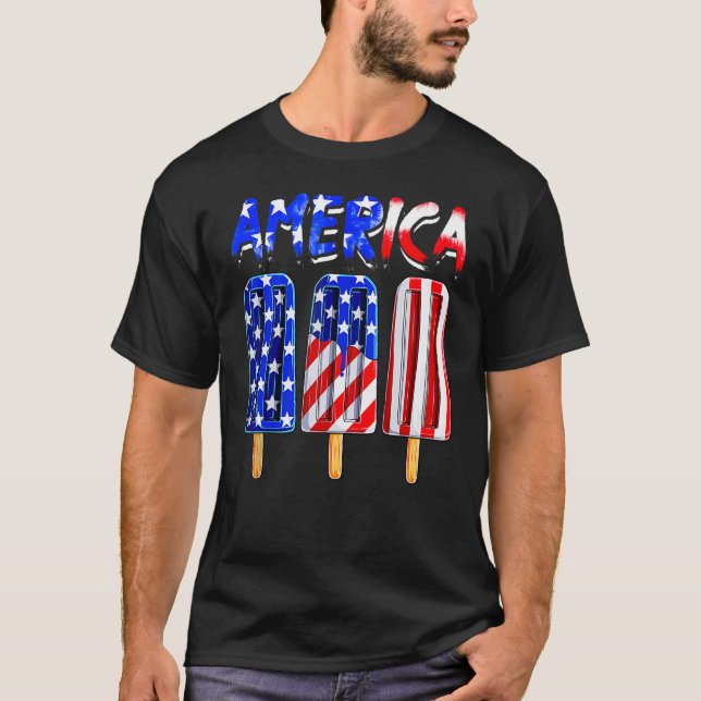 USA Flag America Cream Popsicle Patriotic 4th Of J T-Shirt (Front)