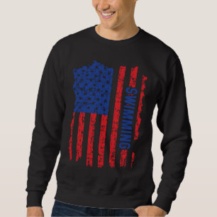 USA Flag American America Swimming Team Swimmer Sweatshirt