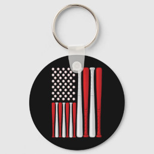 Usa Flag - American Baseball Flag - Vintage Baseba Key Ring