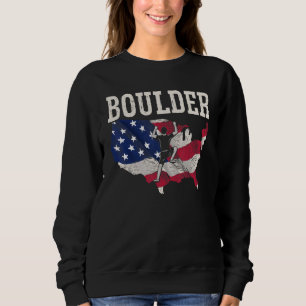 USA Flag American Boulderer Rock Climbing Boulderi Sweatshirt