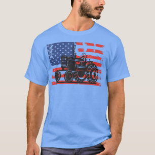 USA Flag American Farmer  Fun Vintage Tractor  T-Shirt