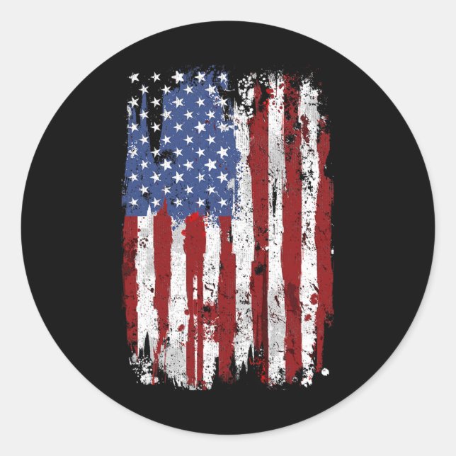 Usa Flag American Flag United States Of America 4t Classic Round Sticker (Front)