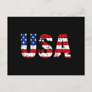 USA Flag American Flag US National Patriotic USA 4 Holiday Postcard