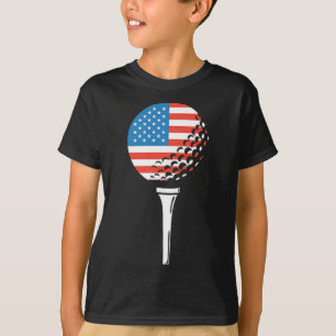 Usa Flag American Golf Tee Left Chest Logo Cute Go