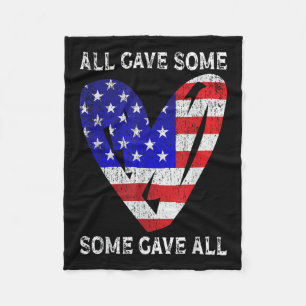Usa Flag American Patriotic Heart Armed Forces Fleece Blanket
