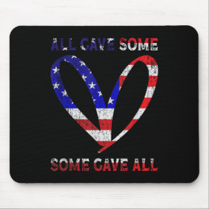 Usa Flag American Patriotic Heart Armed Forces Mouse Pad