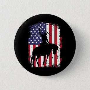Usa Flag American Pride Texas Horseback Riding Cow 6 Cm Round Badge