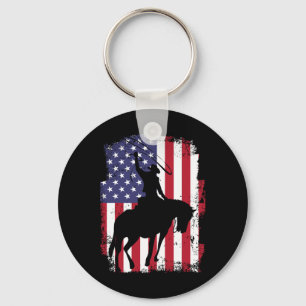 Usa Flag American Pride Texas Horseback Riding Cow Key Ring