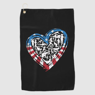 USA Flag American Runner - Running Heart Golf Towel