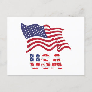 USA Flag American United States of America 4th of  Holiday Postcard
