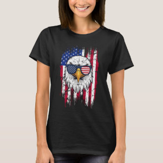 USA Flag And American Bald Eagle Grunge T-Shirt