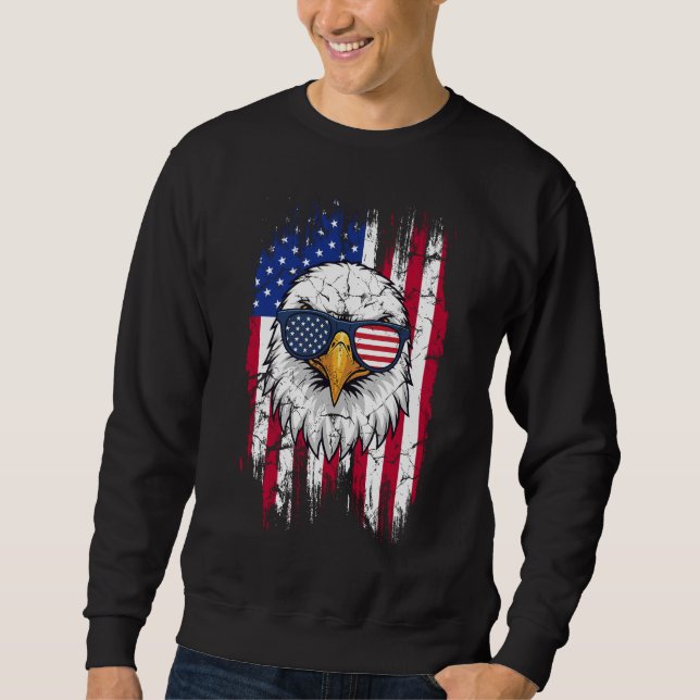USA Flag And American Bald Eagle Sweatshirt  (Front)