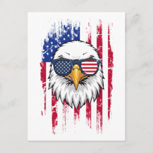 USA Flag And American Eagle Grunge Postcard