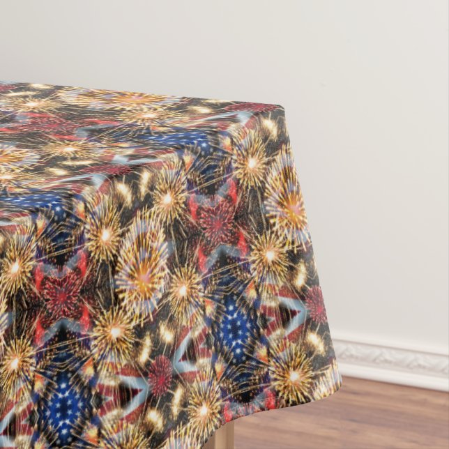 USA Flag and Fireworks Tablecloth (In Situ)