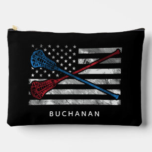 USA Flag and Lacrosse Bats Custom Accessory Pouch