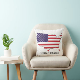 USA Flag and Map Souvenir Design Cushion